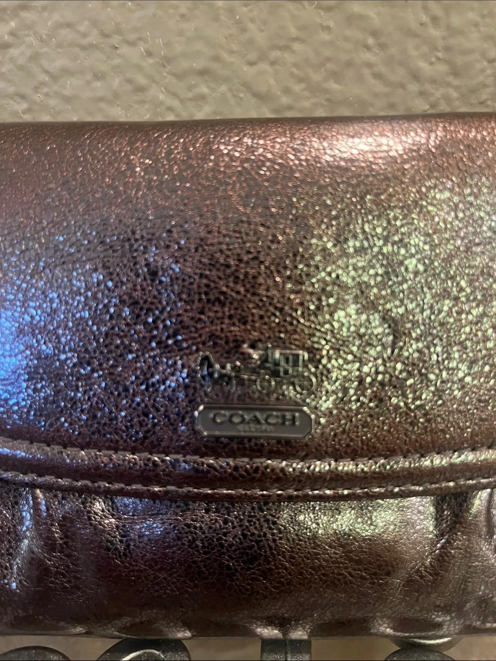 Coach Iridescent Metallic Wallet with Checkbook Cover